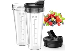 XINCAN Blender Replacement Parts for Ninja, 32oz Ninja Blender Cups with To-Go Lids, Blender Blade Compatible with Nutri Ninja Auto iQ Blenders BL2012 BN801 BL480-30 BL640-30