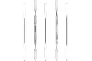 Wismee 5Pcs Makeup Spatula tool metal Set Professional Beauty Stainless Steel Cosmetics Mixer Long Metal Spatula Depotting Mixing Tool (#1+#2)