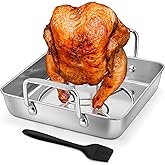 HaSteeL Beer Can Chicken Holder 3Pcs, Includes Stainless Steel Vertical Chicken Roaster Stand Rack, Heavy Duty Roasting Drip 