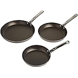 Farberware Kitchen Ease Nonstick Fry Pan Skillet Set, 8 Inch, 10 Inch, and 11 Inch, Black