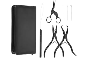HARFINGTON Hair Extension Beading Tool Kit Stainless Steel Hair Extensions Micro Link Bead Closer and Remover Pliers Micro Ri