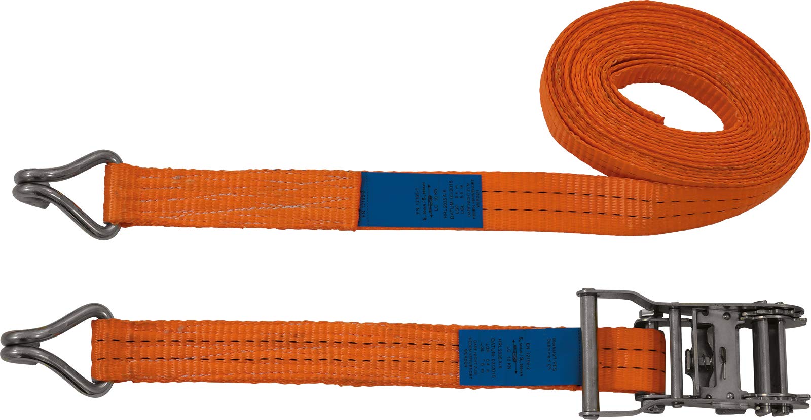 PETEX 43192835 Ratchet Tie Down Strap 2-Piece 6 m 35 mm 1000/2000 Dan Double Pointed Hook Orange Orange