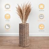 Woodluv Hand Woven Rustic Wicker Toilet Paper Holder Stand Storage Natural view 5