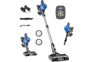 BSNAW Cordless Vacuum Cleaner for Home - Lightweight, 30Kpa Stick Vacuum Clean with Rechargeable Battery, Max 45Mins Runtime, 8 in 1 Handheld Vacuum for Hardfloor & Carpets Pet Hair, Blue