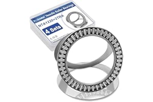 YUEARN 4 Sets NTA1220+2TRA Thrust Needle Roller Bearings with Two Washers, ID 3/4" (19mm) OD 1-1/4" (32mm), Chrome Steel for Automotive Transmissions & Industrial Machinery