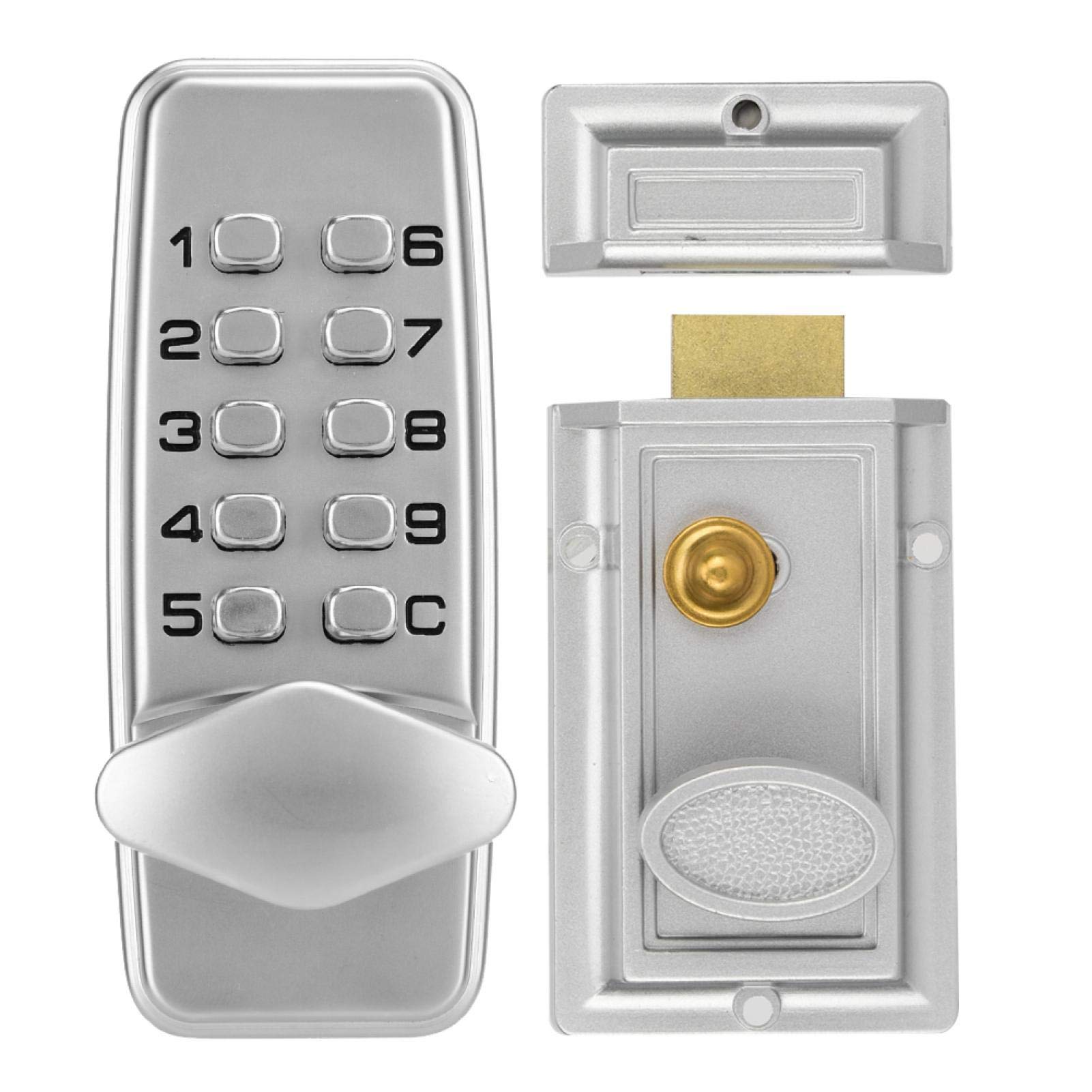 DAUERHAFT Digital Mechanical Password Door Lock 2-4 Digits Combination Key Coded Button Lock Chrome Finish, Suitable door lock for Indoor and Outdoor Doors nan Fallkolvar