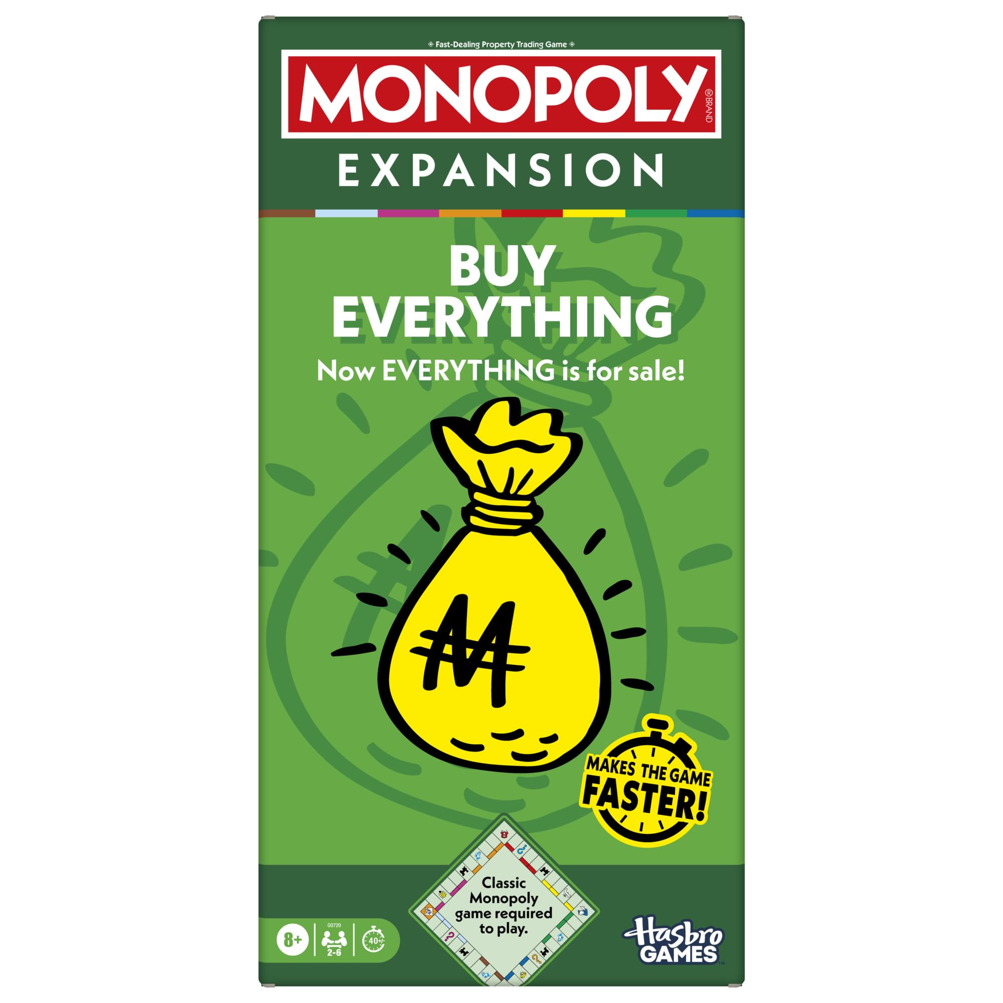 Monopoly Buy Everything Expansion | Add More Fun to Classic Monopoly Game and Play Faster | Ages 8+ | 2-6 Players | 40 Mins. | Family Board Games