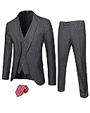 YND Men's 3 Piece Suit Set with Tie, 2 Button Slim