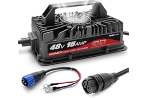 YILEIDE 48V Golf Cart Battery Charger Onboard 15 AMP - Rapid Smart Charger, Lead-Acid Batteries, EZGO, Club Car, Yamaha