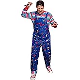 Arvilhill 4 Pcs Men's Killer Doll Costume Halloween Shirt Overalls Outfit with Prop Knife & Tattoo Stickers (S-3XL)