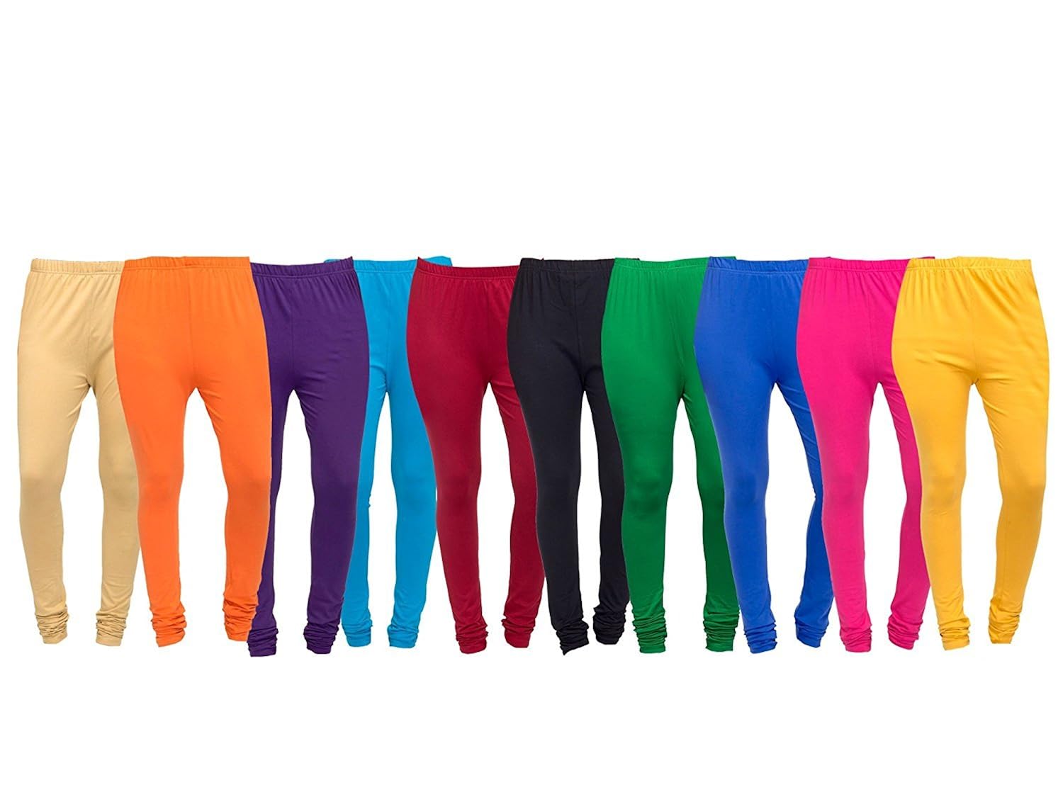 aashish garments women's multicolor cotton lycra churidar leggings (pack of 10)