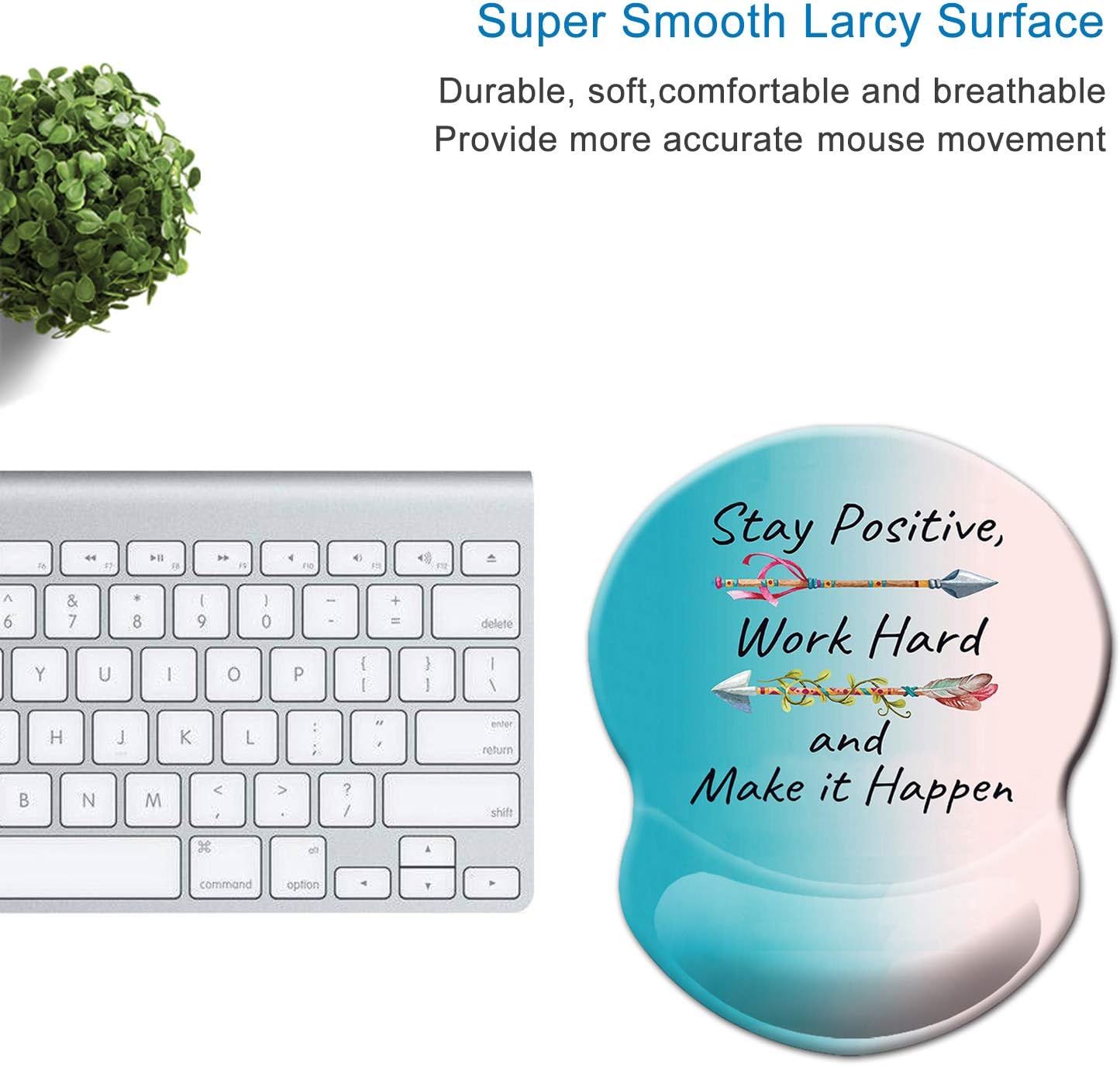 ITNRSIIET Mouse Mat with Wrist Support,Ergonomic Mouse Pad with Gel Wrist Rest,Gaming Mousepad with Lycra Cloth,Non-Slip PU Base for Computer,Laptop,Office&Home,Inspirational Quote - Image 4