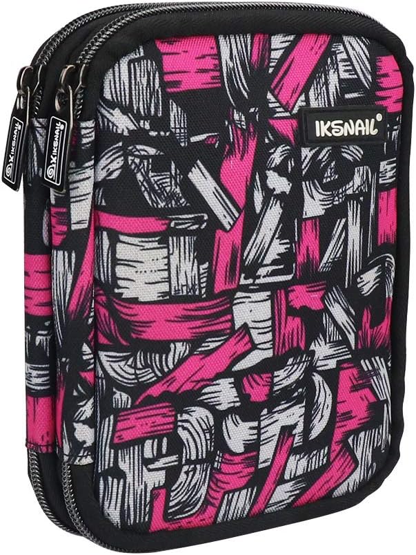 Crochet Hook Case, Organizer Zipper Bag with Web Pockets for 1mm to 8mm Various Crochet Needles and Knitting Accessories, Magic Colors (No Accessories Included)