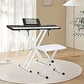 ASDJAKZP Keyboard Stand and Bench Set, Piano Keyboard Stand & Bench with Lockable Straps & Non-Slip Pads, 7 Adjustable Height