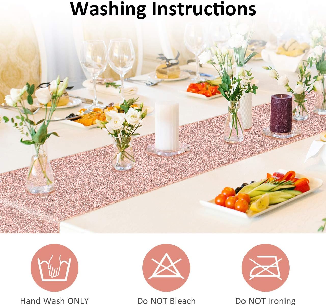 Syntus Sequin Table Runner Rose Golden, 2 Pack 12 x 72 inch Glitter Rose Gold Table Runner Rectangle for Graduation Party Supplies Decorations Wedding, Birthday & Baby Shower: Home & Kitchen