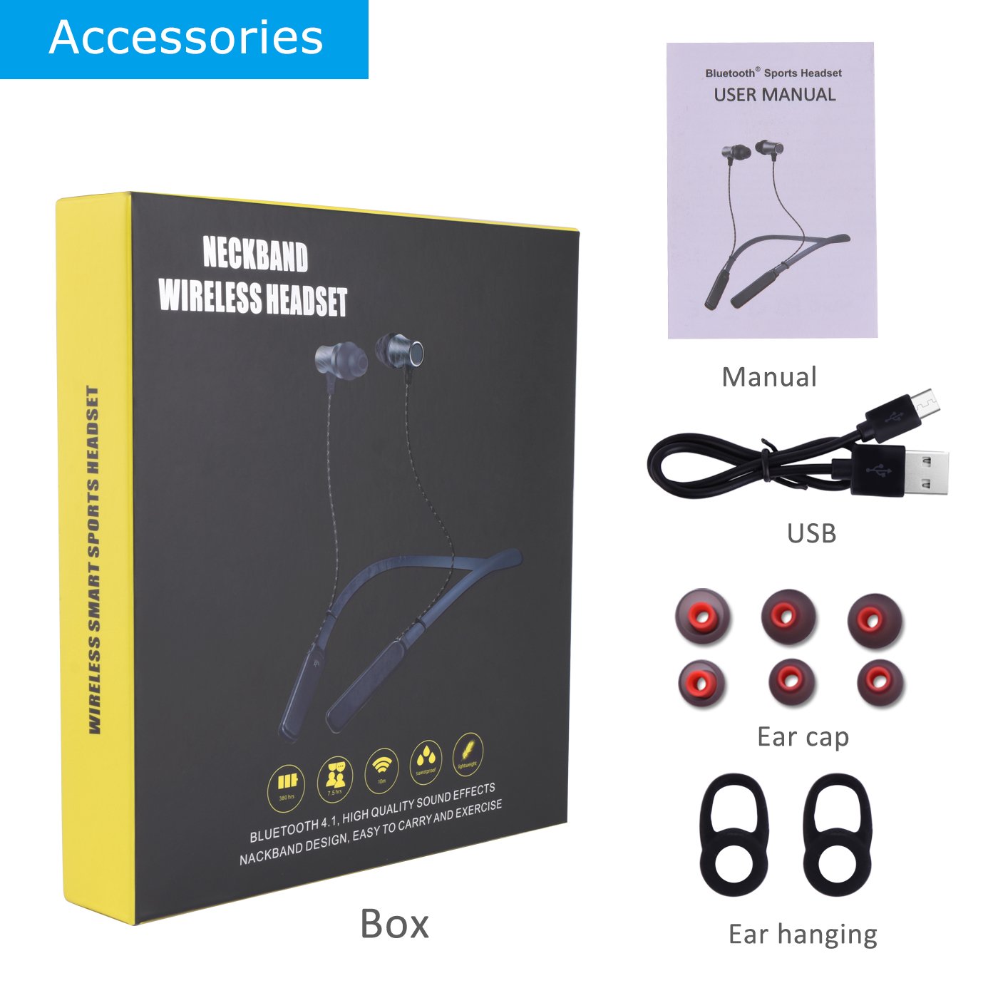 Barsone Neck Band Wireless Bluetooth Headset, Bluetooth 4.1 Headphones Stereo Magnetic Attraction Earbuds Sweat-Proof Sports In Ear Headphones with Microphone for iPhone,Samsung HTC and Most Other Bluetooth Bluetooth Devices (Gray)