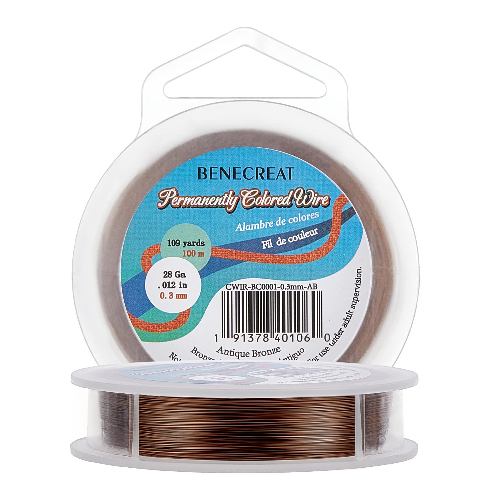 BENECREAT 28Gauge(0.3mm) Tarnish Resistant Antique Bronze Wire Jewellery Making Copper Craft Wire, 100m/109Yard