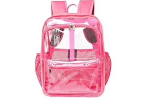 KUI WAN Clear Backpack,Clear Backpacks for School Heavy Duty See Through Bookbag Waterproof Backpack for Men Women,Pink