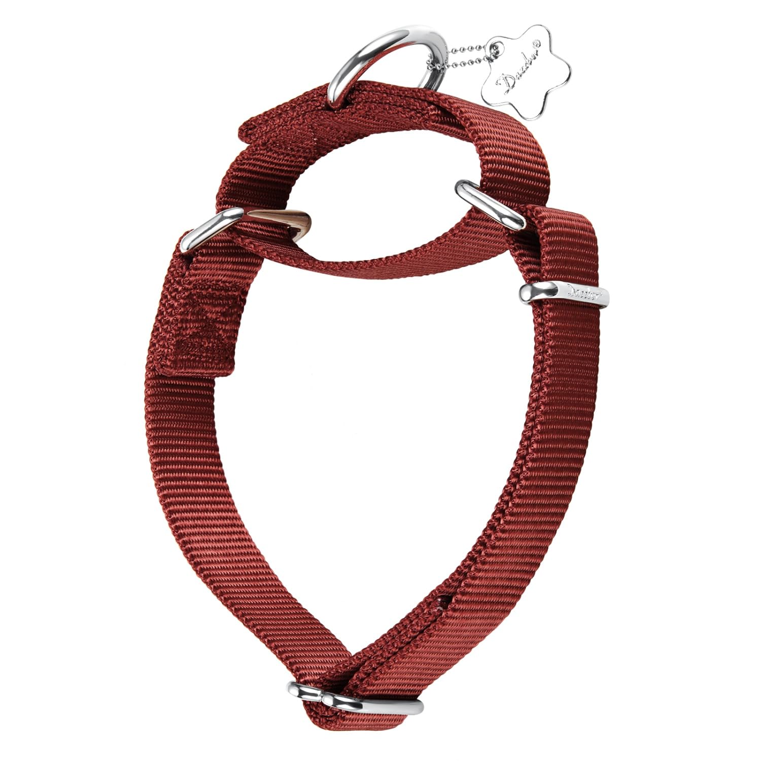 Dazzber Martingale Dog Collars - Heavy Duty Nylon Anti - Escape Pet Collar for Medium and Large Dogs - Walking Training Daily Use. (Medium, Brick Red)