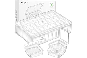 ZOQINI Bead Organizer, 30Pcs Small Clear Plastic Bead Storage Containers with Label, 1 Large Craft Storage Case with Hinged Lid, Storage Box for Jewelry Making Diamond Art Bracelet Seeds Screws Mini Parts