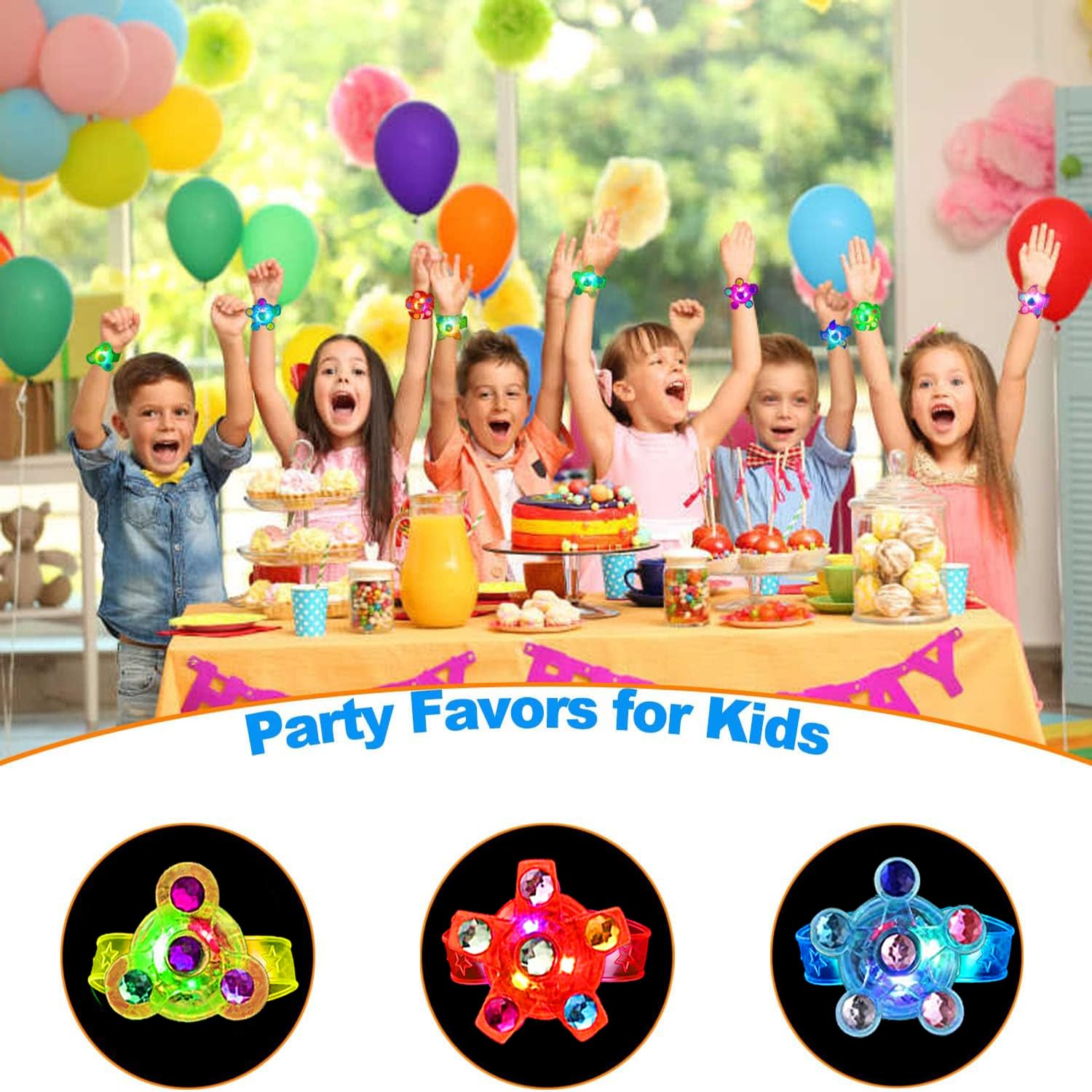 25 Pack LED Light Up Fidget Spinner Bracelets Party Favors for Kids 4-8 8-12, Glow in The Dark Party Supplies, Treasure Box Toys for Classroom, Carnival Prizes, Pinata Goodie Bags Stuffers