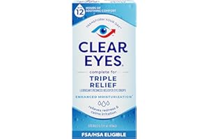 Clear Eyes Triple Relief Eye Drops, Relieves Redness & Calms Irritation, 0.5 Fl Oz