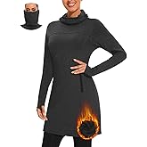 Soneven Women's Fleece Dress Running Thermal Sweatshirts Dresses Winter Skiing Athletic Pullover with Thumb Holes and Pockets