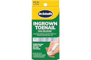 Dr. Scholl's Ingrown Toenail Pain Reliever, 0.3oz // Medicated Gel Softens Nails for Easy Trimming and Foam Ring and Bandage Protect the Affected Area White