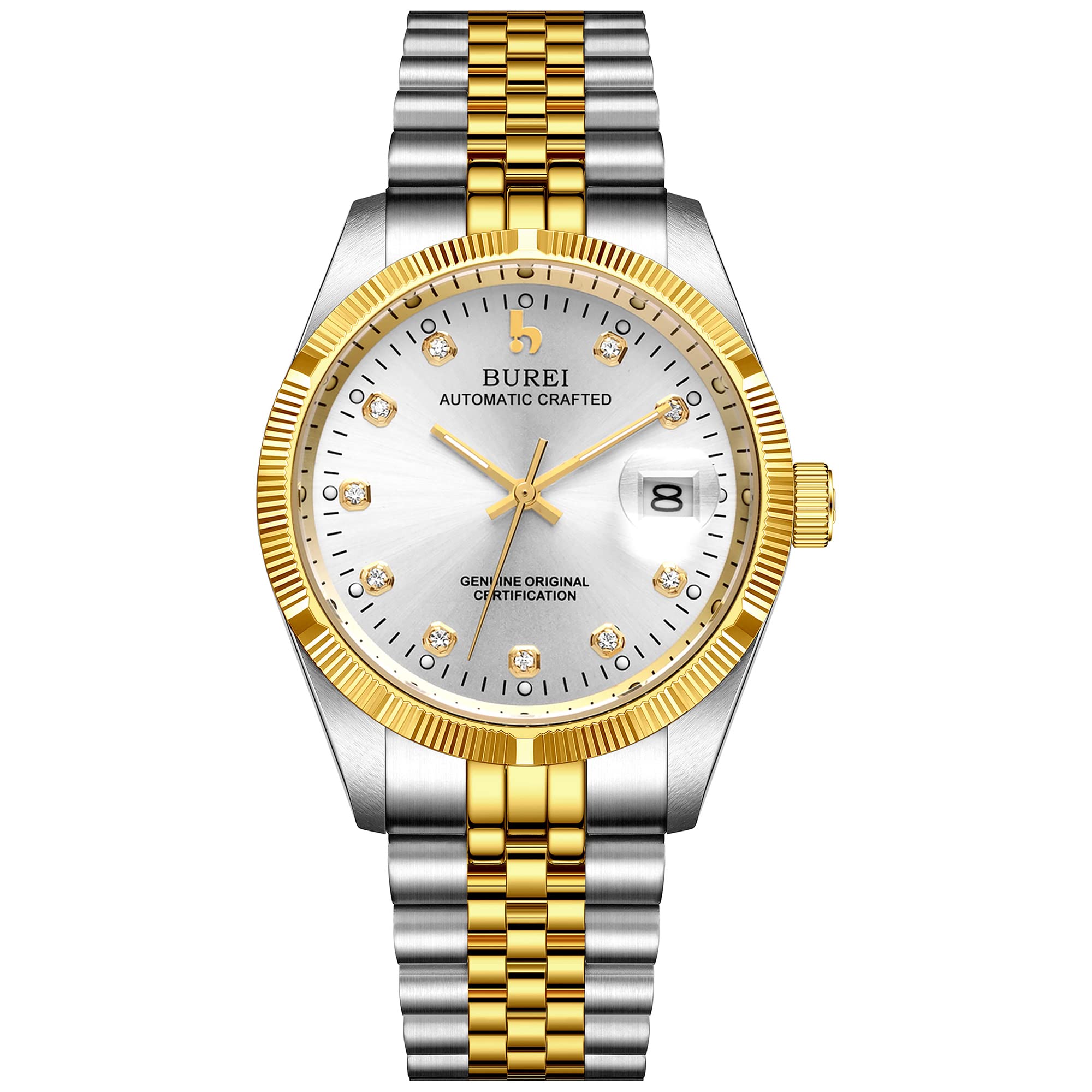 BUREI Men's Automatic Watch, Luxury Business Style, Waterproof Stainless Steel Wristwatch for Men, Self-Winding