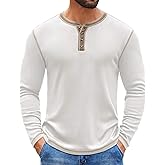 COOFANDY Mens Henley Shirts Long Sleeve Button T-Shirt Fashion Casual Pullover Shirts Soft Stretch Tees Tops