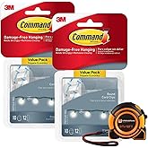 Command Cable Clips Clear Small - 20 Mini Plastic Adhesive Cable Clips for String Lights, Christmas Trees, Hanging, Wall, Cor