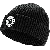 Fjallraven 1960 Lite Logo Men's Cuffed Beanie - Mid-Height | Traceable Merino Wool/Organic Cotton, Rib Knit