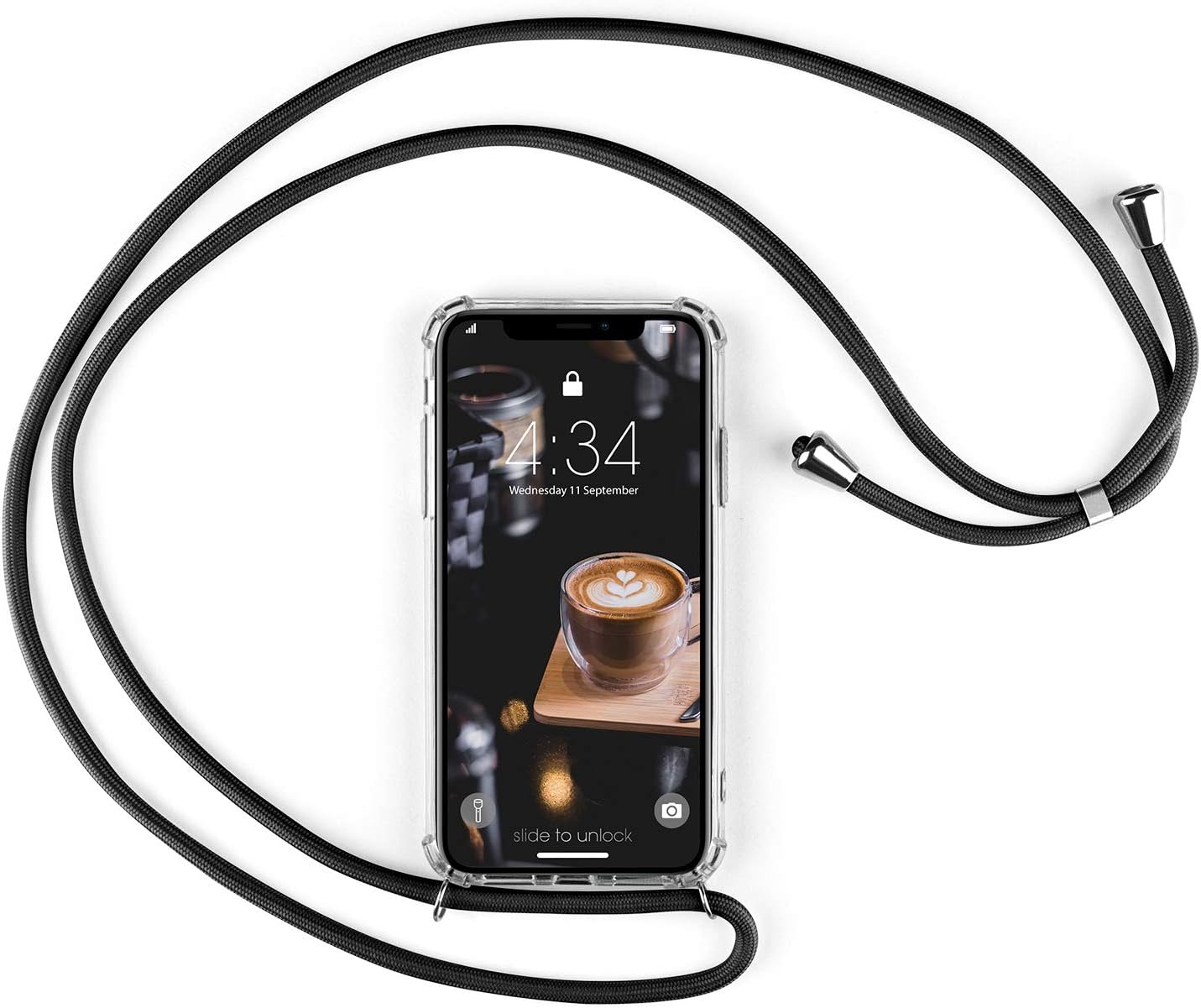 abitku Crossbody Case for iPhone 11 Pro, Clear TPU Necklace Mobile Phone Cover Holder with Neck Cord Lanyard Strap for iPhone 11 Pro 5.8'' 2019 (Black)