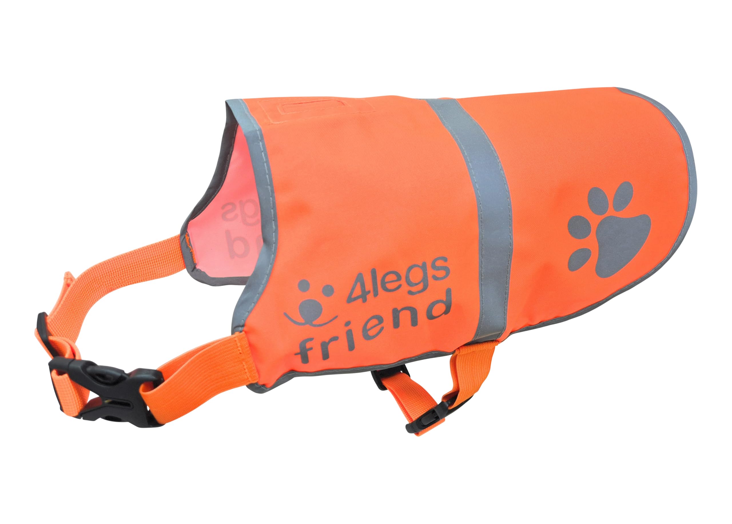 4LegsFriend Orange Dog Safety Reflective lightweight vest 6 Sizes - Snap Lock Side Release Buckles and adjustable straps, High Visibility for Outdoor Activity Day and Night - S