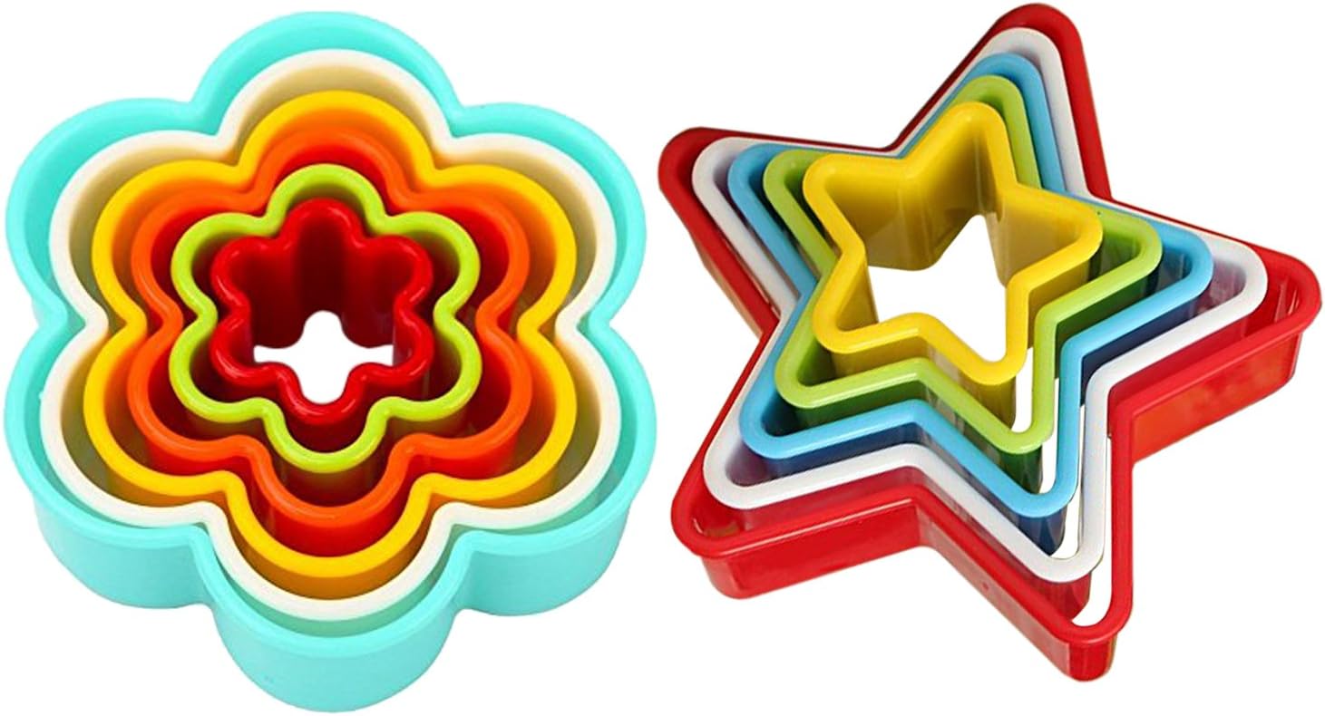 Cookstyle 6 Flower Shape and 5 Star-Shape Plastic Cookie Cutters (Multicolour, 127)