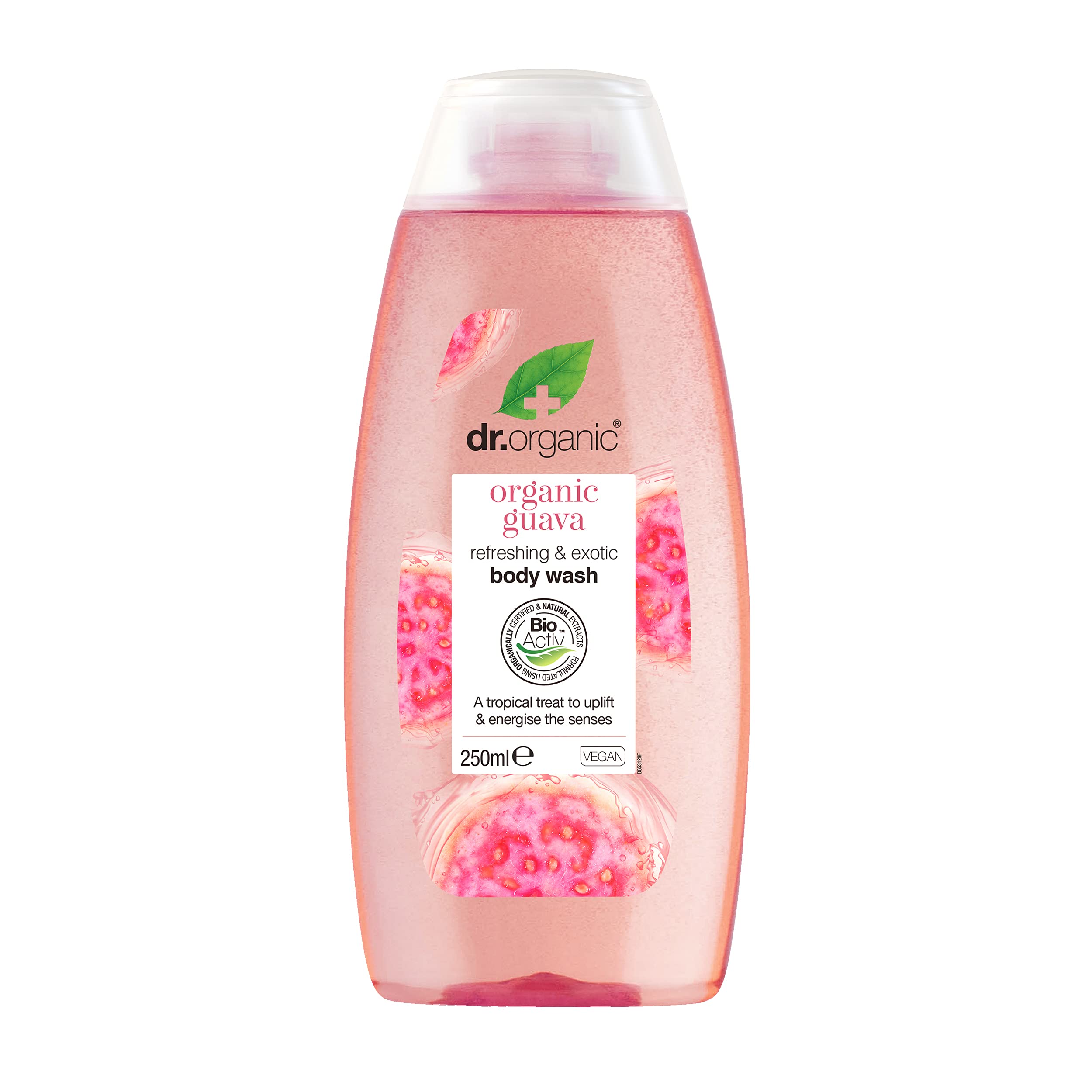 Dr Organic Guava Body Wash, Shower Gel, Mens, Womens, Natural, Vegan, Cruelty-Free, Paraben & SLS-Free, Organic, 250ml, Packaging may vary