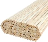 ZHIYE 100 Pack Dowel Rods 15cm x 4mm Unfinished Natural Wood Craft Sticks DIY view 1
