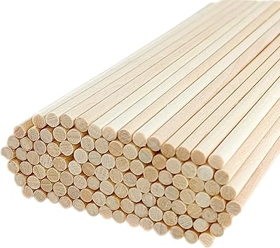 ZHIYE 100 Pack Dowel Rods 15cm x 4mm Unfinished Natural Wood Craft Sticks DIY
