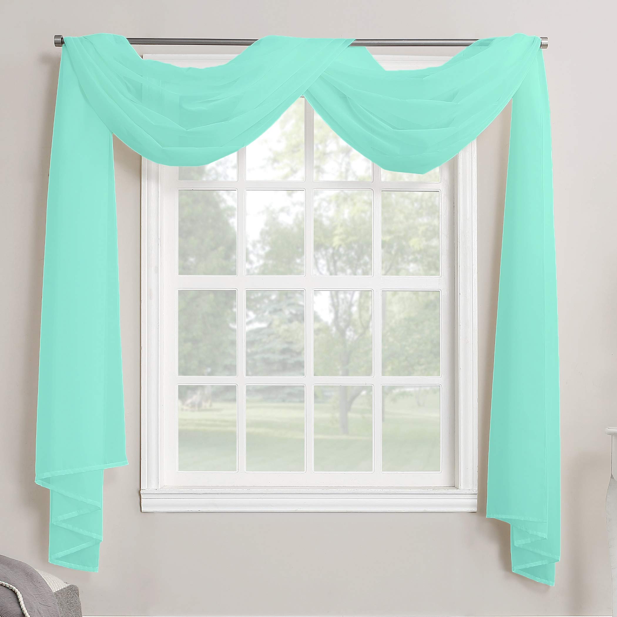 Megachest TAILORED VOILE WINDOW SCARF PELMET 26 color choices (tiffany blue, 56"X118"X1 Panel)