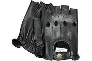 Prime Fingerless Driving Gloves Soft Cow Napp Leather Weight Lifting Gloves 309 (Black, L)