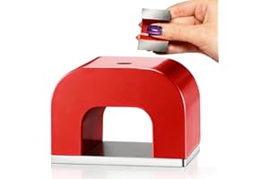 AOAUTO 30 lb Horseshoe Magnet,Alnico Horseshoe Magnets for Nail Polish,Red Cast U Shaped Magnet with Keeper for Education Science Experiment