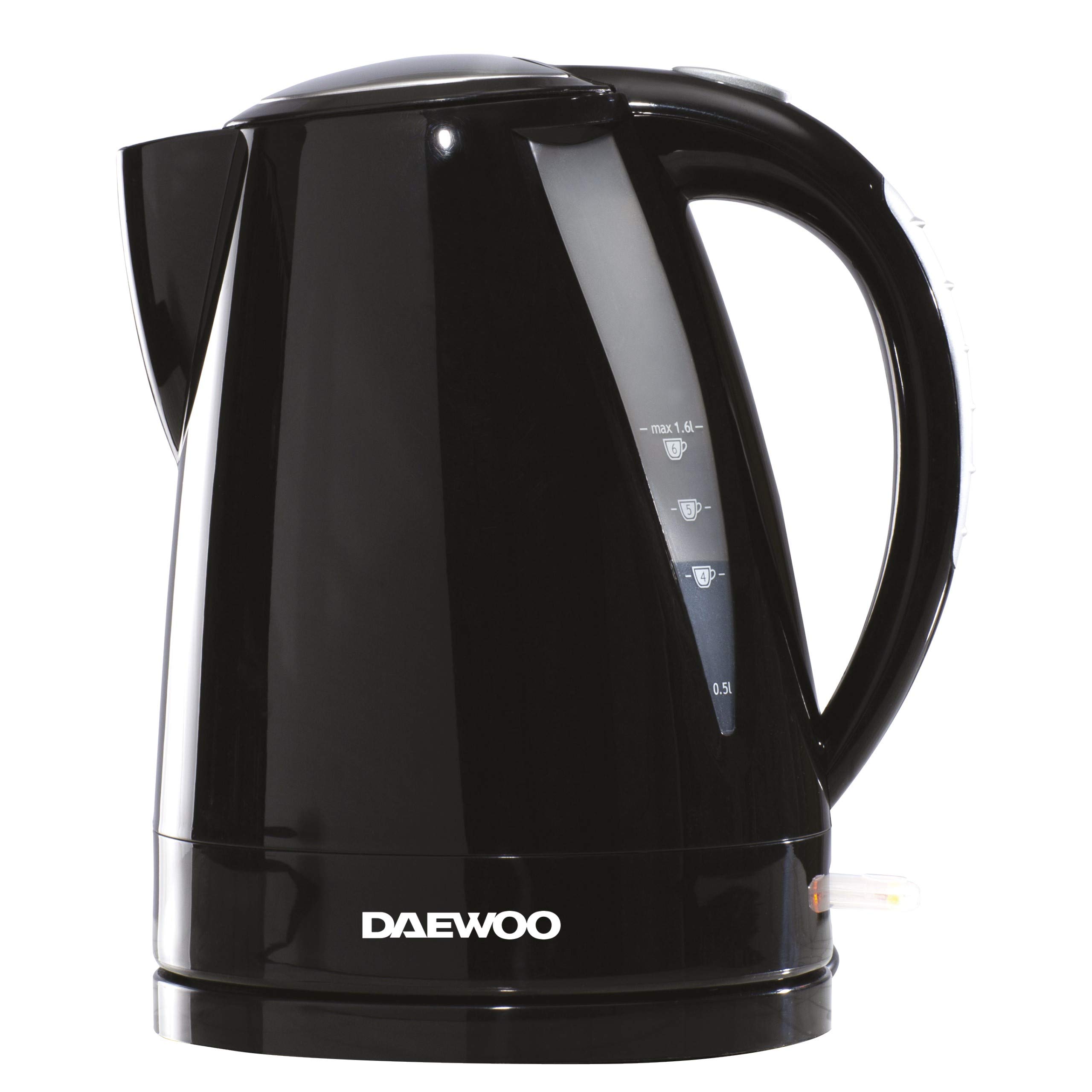 Daewoo Balmoral 1.6L Plastic Kettle (220-240V/50-60Hz/2520-3000W) with Removable, Washable Limescale Filter and 360° Rotation Base, Locking Lid with Auto & Manual Switch Off - Black, SDA1750GE — image 1