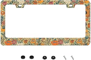 UNINDREM Beautiful Floral Print License Plate Frame Funny Stainless Steel Vintage Flower License Plate Frames Auto Parts Decoration with Screws License Plate Holder for Men Women 12x6 Inch