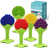 Teething Toys for Babies (5 Pack), Baby Essentials, BPA-Free Silicone | Fruit Teethers for Freezer, Baby Teething Relief, Teething Toys 3-6 Months, Easy to Clean &amp; Hold, Gifts for Baby Shower