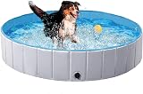 Yaheetech PVC Foldable Pet Pool 140x30cm Extra Large Indoor Outdoor Gray