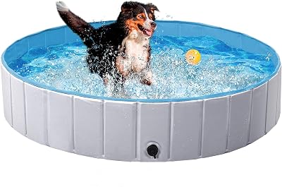 Yaheetech PVC Foldable Pet Pool 140x30cm Extra Large Indoor Outdoor Gray