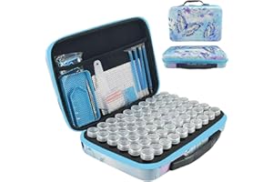 LIRUNQIU Diamond Painting Storage Containers, 60 Slots Diamond Painting Accessories and Tools for Diamond Art Organizer Case(Blue)