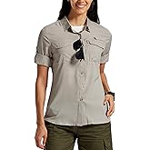 MoFiz Womens UPF 50+ UV Sun Protection Safari Shirts Long Sleeve Outdoor Cool Quick Dry Fishing Hiking Gardening Shirts
