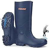 Showave Steel Toe Rubber Work Boots for Men Waterproof Durable Concrete Boots for Hunting Manufacturing Construction
