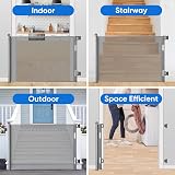 MYPIN Extra Wide Retractable Gate 140cm Indoor Outdoor Grey 86cm High view 9